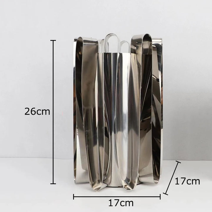Silver-Plated Metal Vase – Modern Decorative Flower Pot