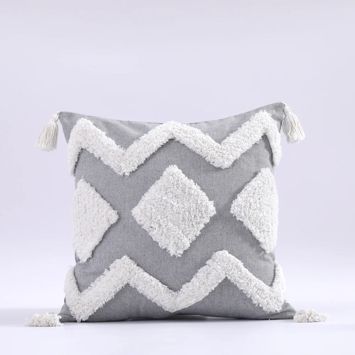 Boho Chenille Tufted Cushion Cover – Luxury with Tassels
