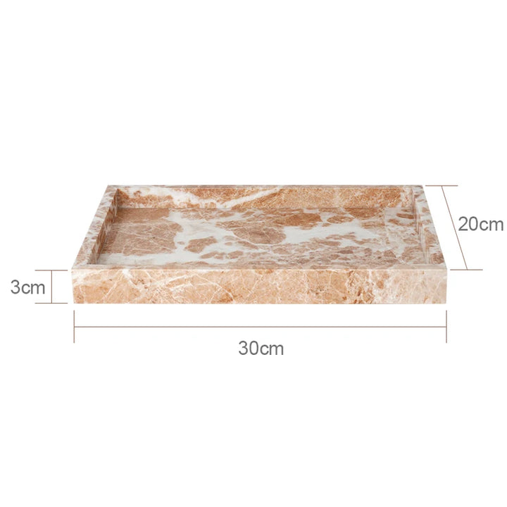 Coral Pink Marble Bathroom Set – 7-Piece Natural Stone Accessories | Soap Dispenser, Toothbrush Holder, Tissue Box, Tray & More