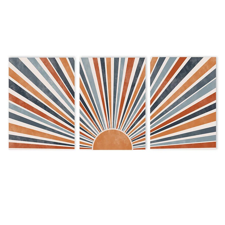 Modern Mid-Century Sun Canvas Wall Art – Retro Abstract Bohemian Prints for Living Room & Home Decor