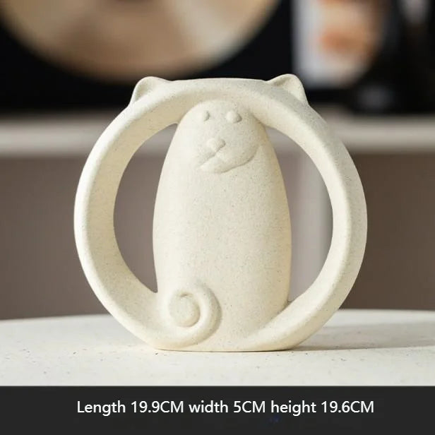 Abstract Cat Ceramic Vase – Modern Minimalist Animal Decor