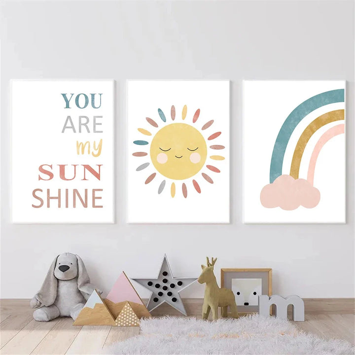 You Are My Sunshine Rainbow Nursery Canvas Wall Art