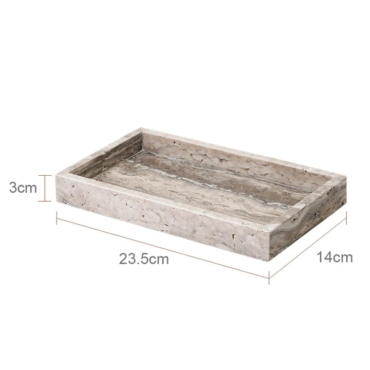Grigio Travertine Bathroom Set – Antique Natural Stone Accessories with Soap Dispenser, Tray, Diffuser & More