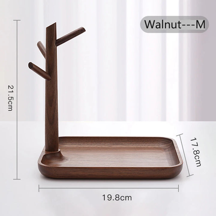 Wooden Key Storage Tray with Tree Design – Entrance Foyer Organizer, Jewelry Holder & Decorative Display Stand