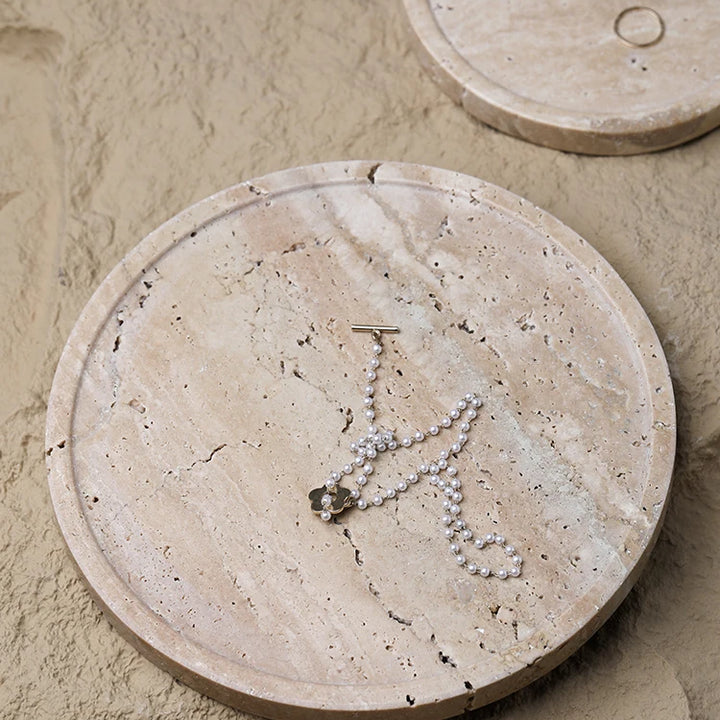 Minimalist Travertine Marble Tray – Vanity & Jewelry Decor