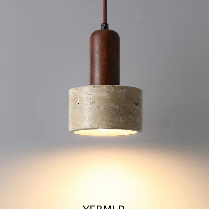 Yellow Travertine Pendant Lamp – Wabi-Sabi Marble Light