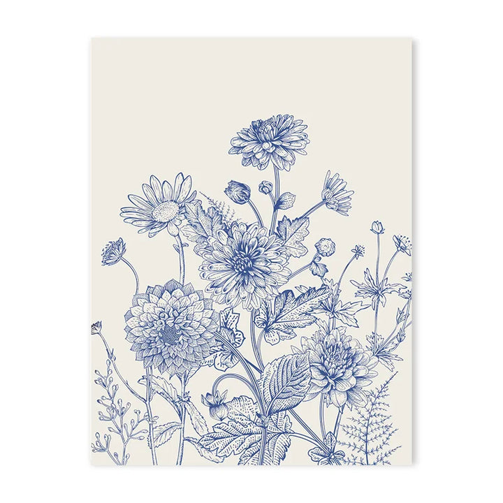 Blue Botanical Abstract Canvas Print – Minimalist Wall Art