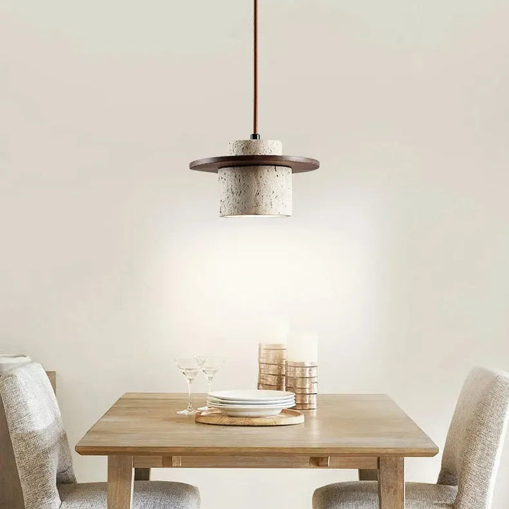 Japanese Minimalist Stone Pendant Light – LED Indoor Lamp