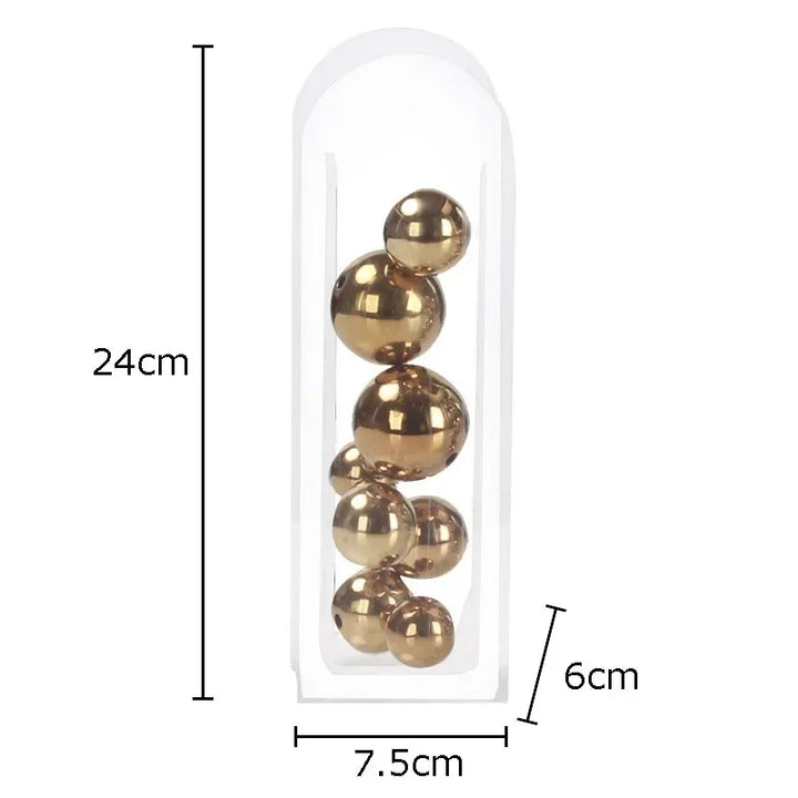 Golden & Silver Acrylic Sphere – Modern Desk Art Ornament