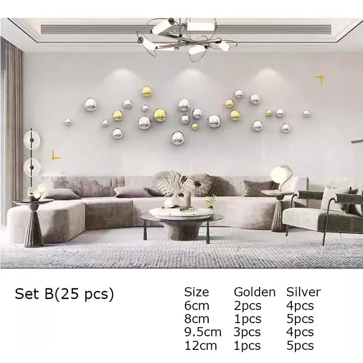 Golden and Silver Ball Wall Hanging Set – Modern Decor
