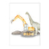 Whimsical Dinosaur Truck & Excavator Canvas Art for Kids Nursery & Boys Room Decor – Nordic Cartoon Wall Print