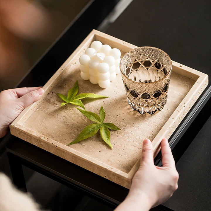 Natural Travertine Counter Tray for Bathroom & Kitchen