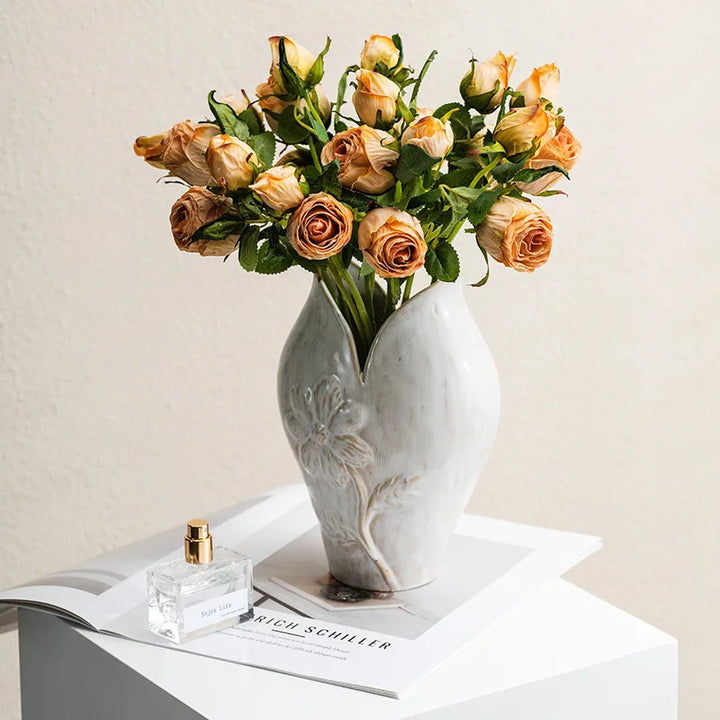 Retro Ceramic Fish Vase – Wabi Sabi Tabletop Centerpiece