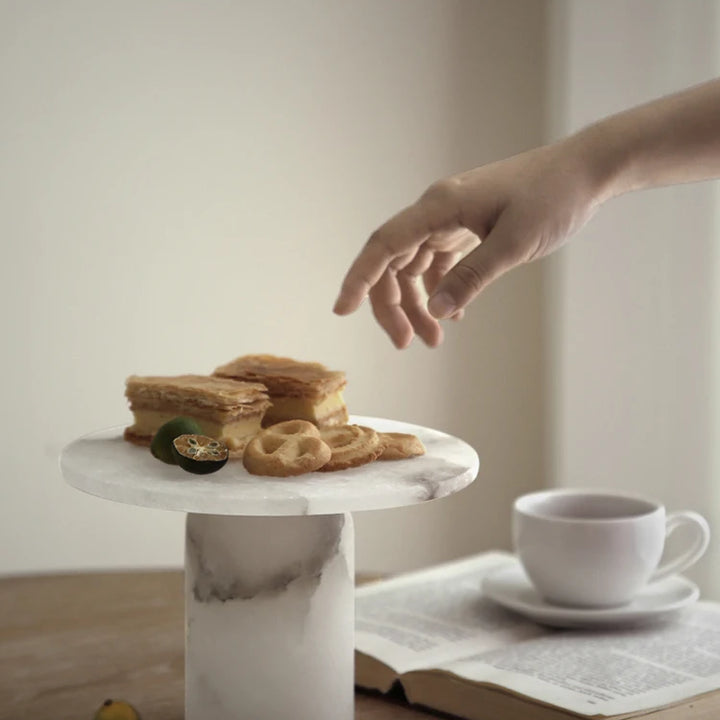 White Onyx Marble Cake Stand – Pedestal Dessert Tray
