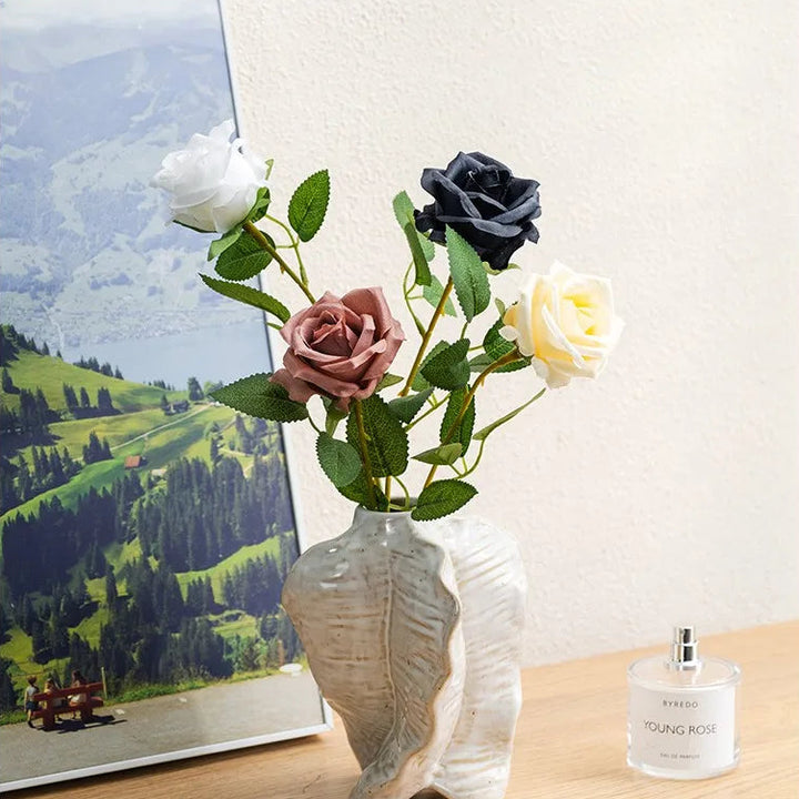 White Ceramic Vase – Modern Wabi Sabi Plant Decor
