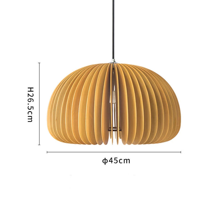 Modern Wooden Pendant Light – Japanese Style Pumpkin Chandelier for Bedroom, Restaurant, Hotel or Living Room Decor