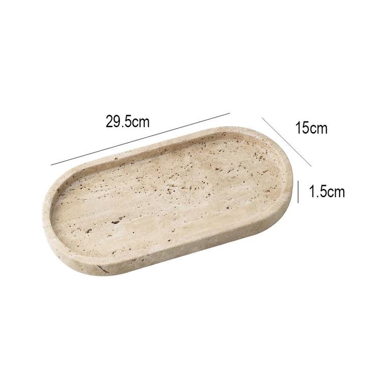 Travertine Stone Vanity Tray – Luxury Marble Organizer for Bathroom, Kitchen, Jewelry & Perfume Display
