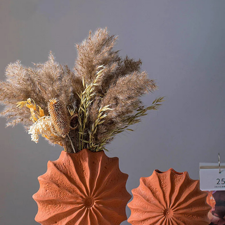 Shell Shaped Ceramic Vase – Minimalist Orange Home Decor