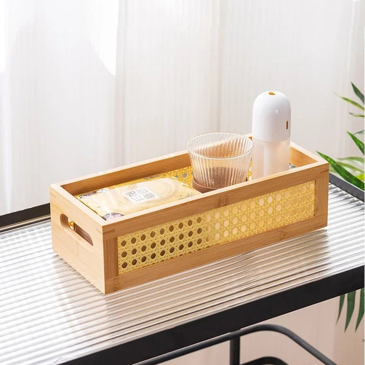 Bamboo Storage Box with Acrylic Lid for Bedroom & Living Room