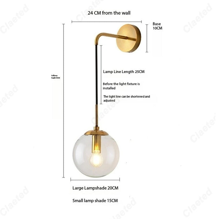 Modern LED Glass Ball Wall Lamp for Bedroom