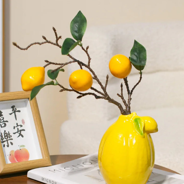 Creative Lemon Ceramic Vase – Modern Fruit Decor