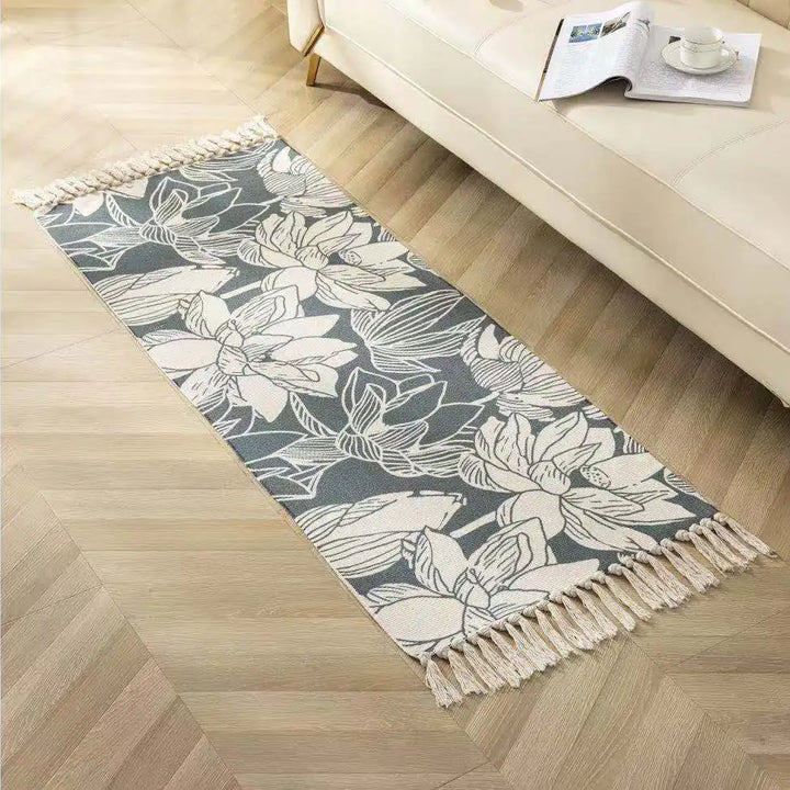 Nordic Moroccan Printed Carpet – Hand-Woven Cotton Rug
