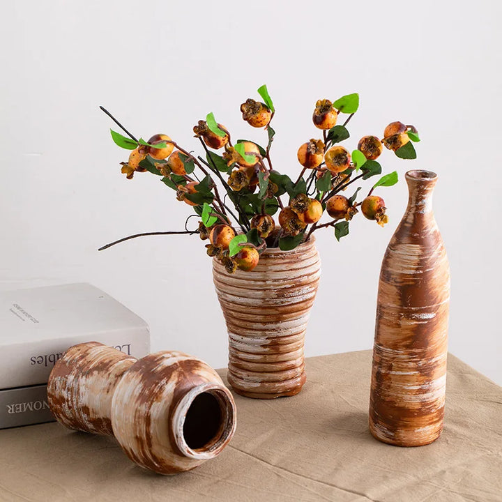 Rustic Textured Ceramic Vase – Modern Pottery Centerpiece for Living Room, Kitchen, Bedroom & Home Decoration
