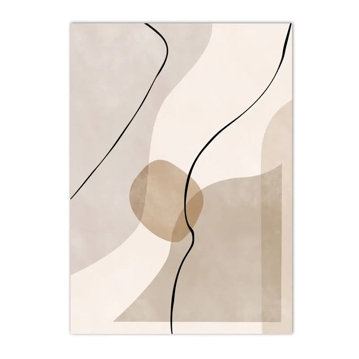 Abstract Beige Geometry Canvas – Modern Boho Wall Art