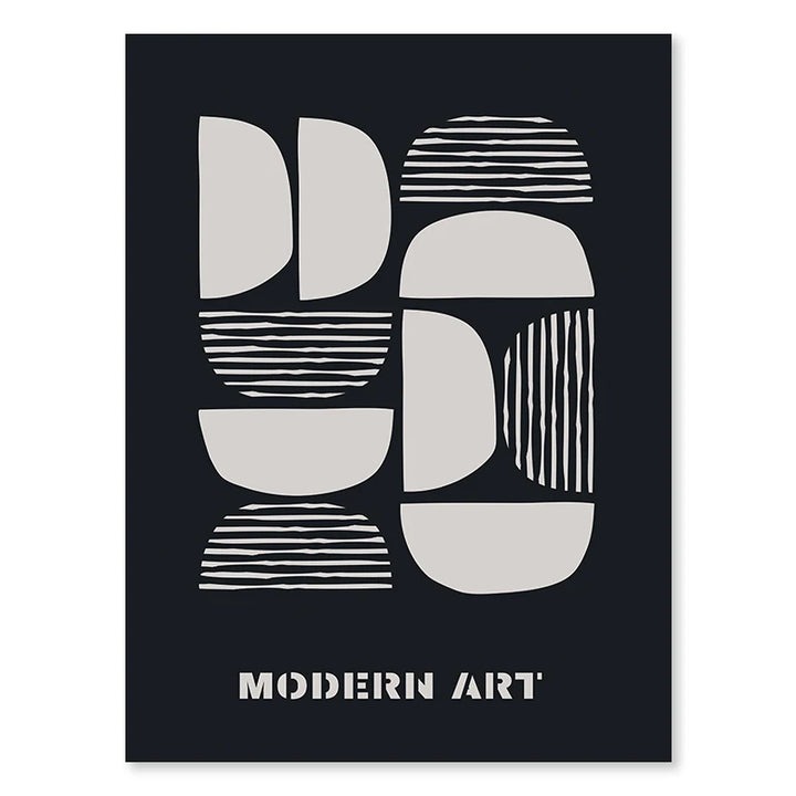 Abstract Black Beige Canvas Print – Geometric Wall Art