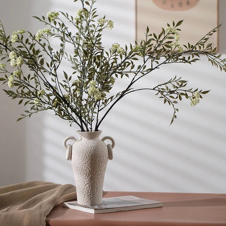 Nordic Ceramic Amphora Vase – Handmade Table Centerpiece