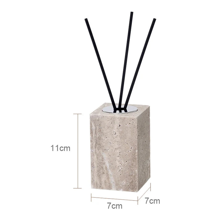 Grigio Travertine Bathroom Set – Antique Natural Stone Accessories with Soap Dispenser, Tray, Diffuser & More