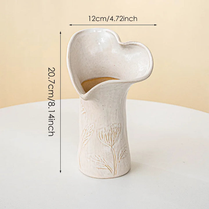 Nordic Ceramic Wavy Vase – Minimalist Textured Centerpiece