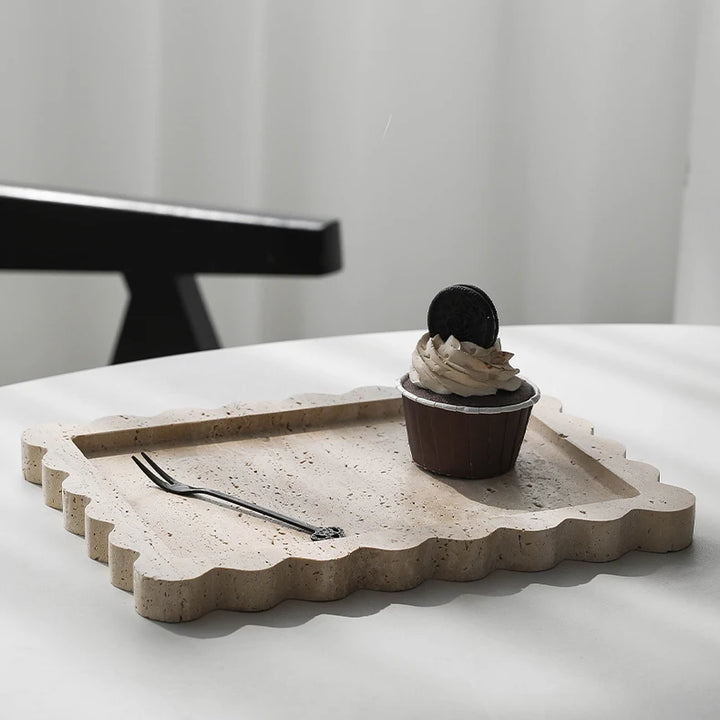 Travertine Scalloped Edge Vanity Tray