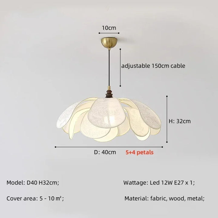 Cream Fabric Pendant Light – Nordic French Retro Chandelier