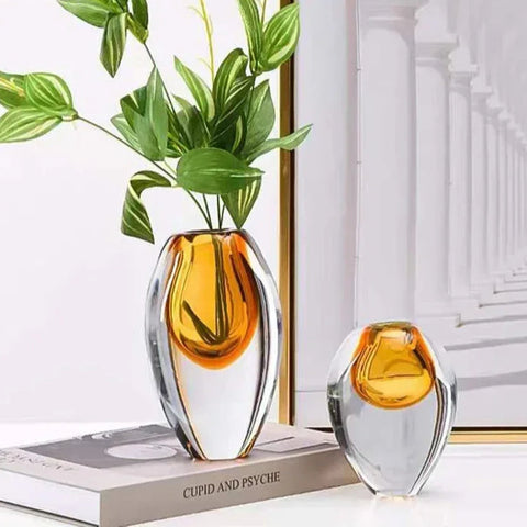 Gradient Color Glass Vase – Modern Transparent Decor