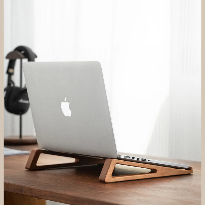 Wooden Laptop Stand – Portable Vertical Foldable Riser for Desk | Ergonomic Heat Dissipation Bracket for Laptop & Tablet