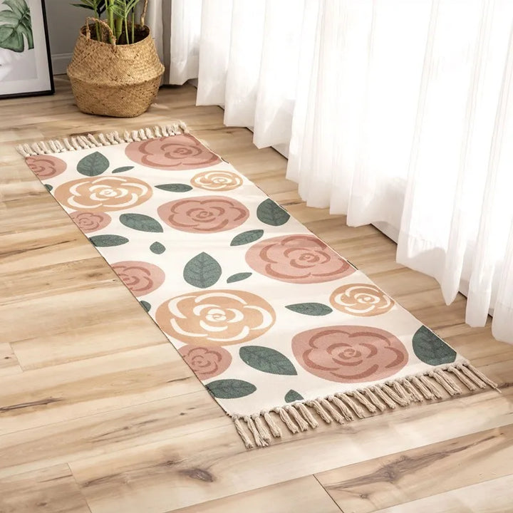Nordic Moroccan Printed Carpet – Hand-Woven Cotton Rug