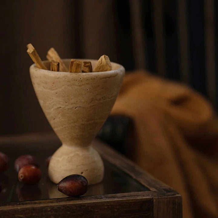 Natural Travertine Marble Incense Burner