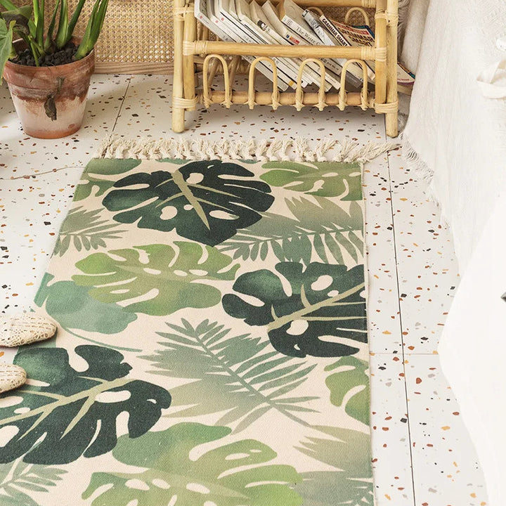 Nordic Moroccan Printed Carpet – Hand-Woven Cotton Rug