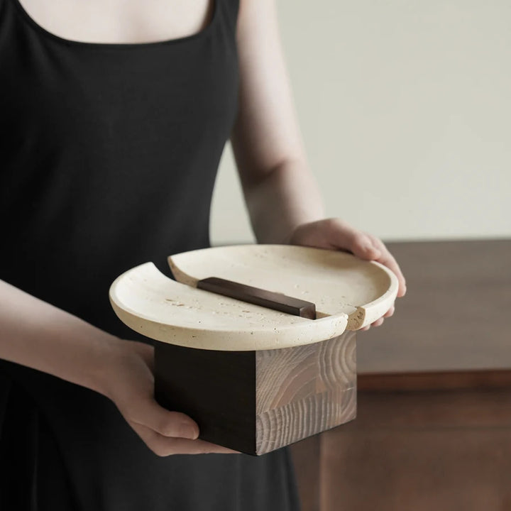 Vintage Travertine Tray for Coffee Table